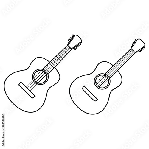 Minimalist Musical Instrument Outline Drawing,Acoustic Guitars