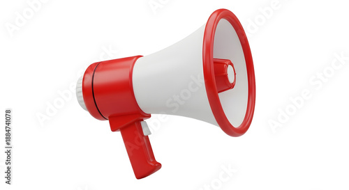 A red and white megaphone isolated on transparent background