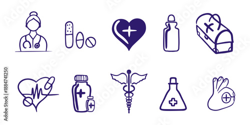 A set of vector sketches on a medical theme