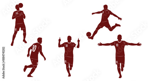 Dynamic burgundy silhouette of a soccer player in action