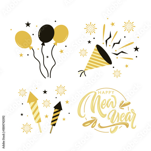 New Year Celebration Set Vector Design Collection