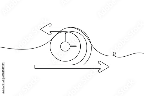 Business agile data sprint with clock icon continuous one line drawing on white background flexible strategy and responsive decision making symbol outline vector illustration