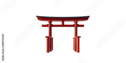 A Realistic 3d Rendering of a Traditional Japanese Red Torii Gate a Symbol of Shinto Shrines Isolated on a Transparent Background