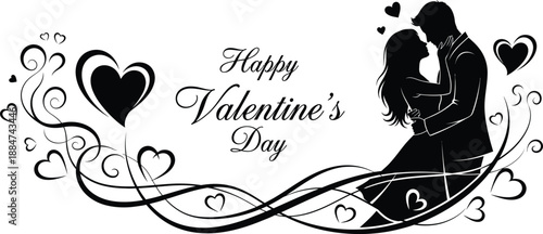 A romantic couple celebrating Valentine's Day with hearts and love