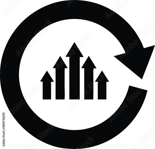 Business growth and success concept with arrows in circle