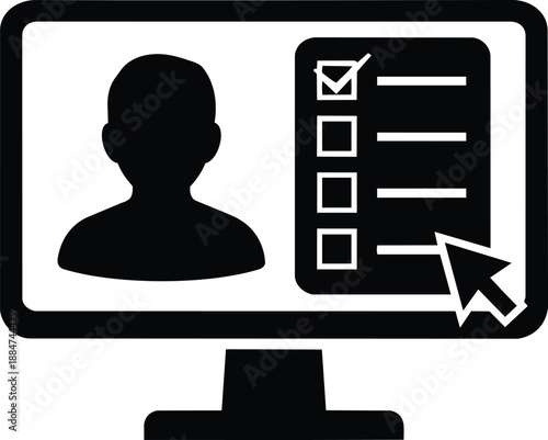 Vector illustration of online profile form on computer screen with checklist