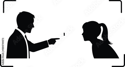 Businessman pointing at woman in disagreement or discussion