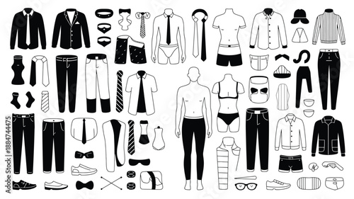 Collection of formal and casual menswear and accessories for a complete wardrobe