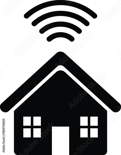 Smart home with WiFi signal, modern house with internet connection