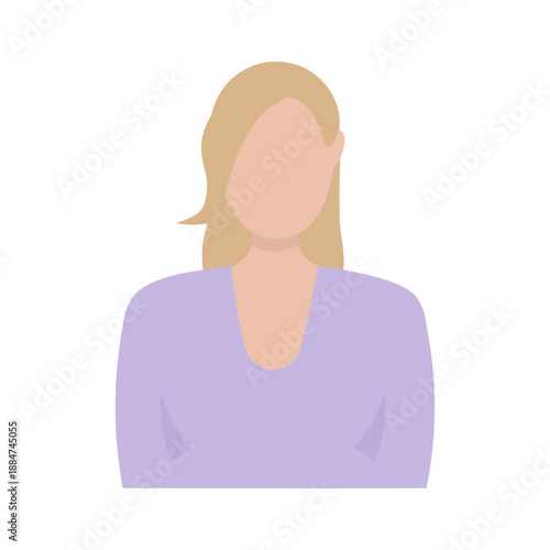 Faceless female avatar. Illustration of a young European woman. Vector.