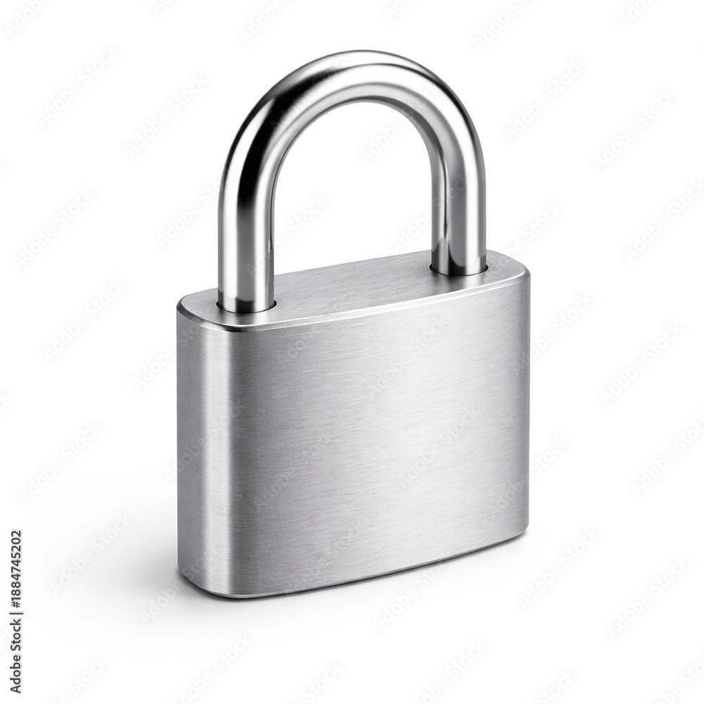 Fototapeta premium Modern Minimal Padlock Isolated on White Background, Security and Protection Concept