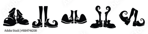 Silhouette of funny floppy shoes vector icon set. Funny silhouette design vector stock illustration