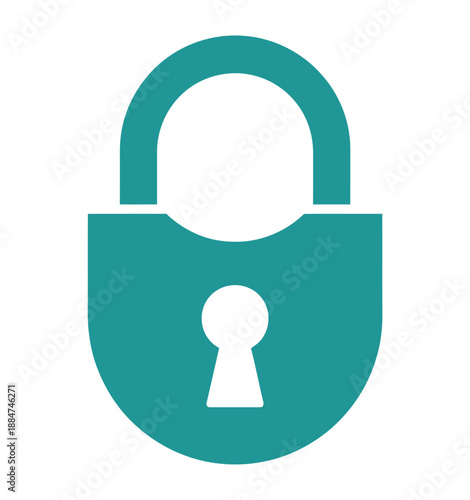 A teal padlock icon on a white background symbolizing security and protection