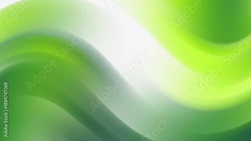 Vibrant green abstract background with flowing waves and soft gradient. Modern organic design.