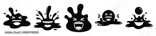 Silhouette of laughing coffee spill vector icon set. Funny silhouette design vector stock illustration