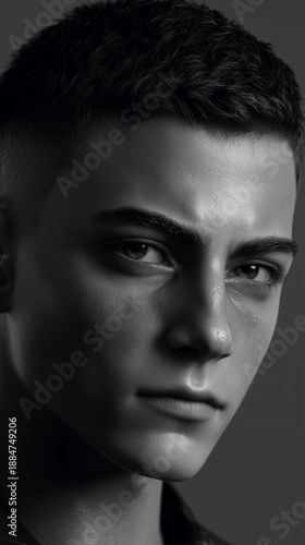 portrait of a model man black and white