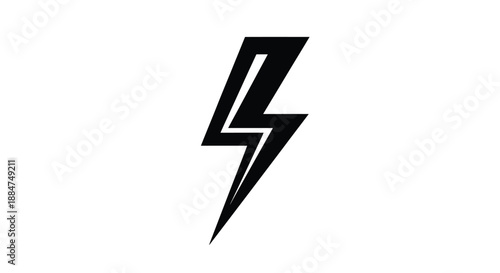 A striking black lightning bolt icon against a plain white background