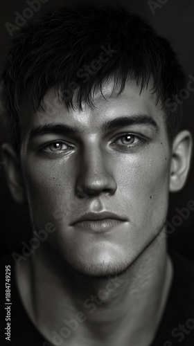 portrait of a model man black and white