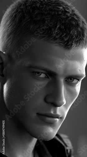 portrait of a model man black and white