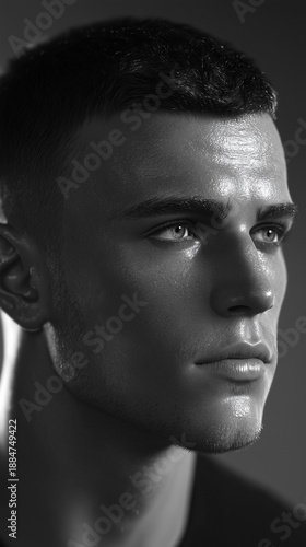 portrait of a model man black and white