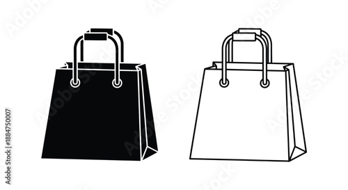 Simple illustration of two paper shopping bags one black and one white