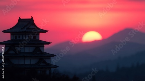 Wallpaper Mural Cinematic Edo Period Style Japanese Architecture at Sunset Torontodigital.ca