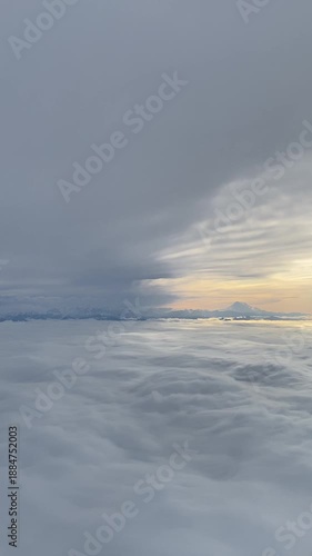 view of Mount Elbrus from the aircraft illuminator
