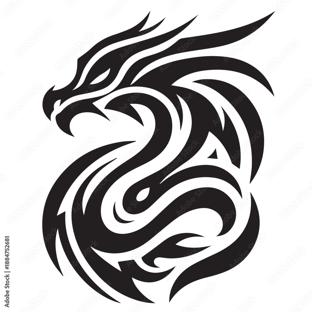 Obraz premium Dragon silhouette vector 