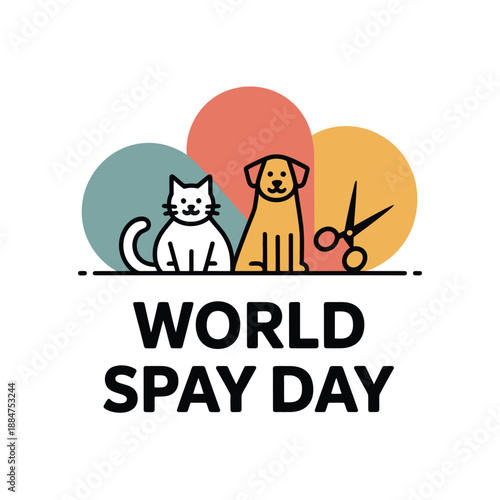 World Spay Day awareness campaign logo with cat and dog