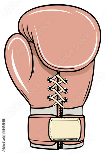 Illustrated boxing glove with a laced design in warm pastel tones, sport theme