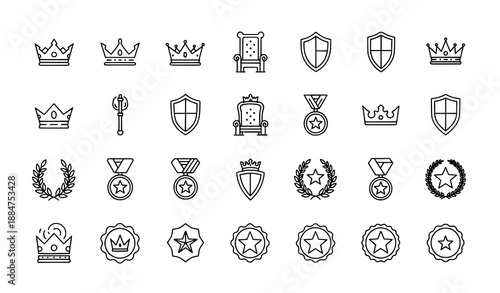 Royalty Line Icons Vector Set with Editable Stroke for Branding UI and Creative Design