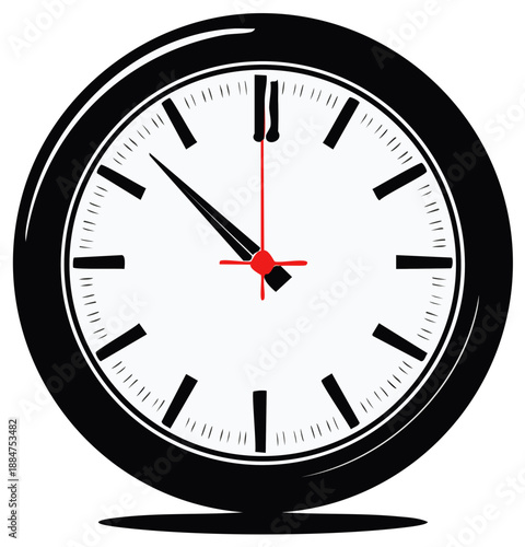 Classic Round Clock at Eleven O'Clock with Hour, Minute, and Second Hands Displaying Time