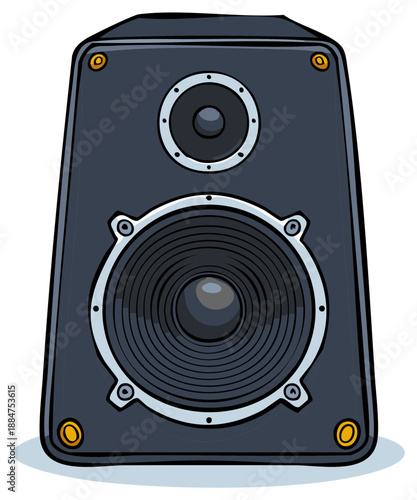 Loudspeaker with Woofer and Tweeter Cartoon Illustration Sound System