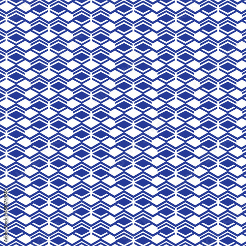 set of seamless geometric patterns, geometric tessellation, Japanese Sashiko patterns, chevron, herringbone weave, interlocking shapes, Delftware, textile indigo dyeing, rhombus and parallelogram