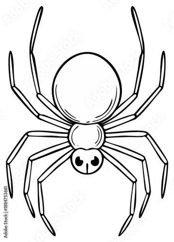 Cartoon spider illustration black and white outline for design
