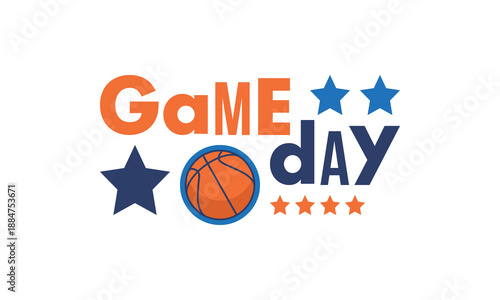 Game Day. Basketball playoff in March. Super sport party in United States. Final games of season tournament. Professional team championship. Ball for basketball. Sport poster. Vector