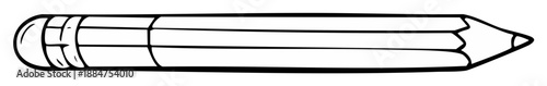 Simple black outline drawing of a classic wooden pencil with an eraser and sharpened tip for school supplies