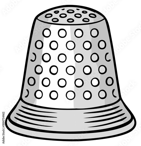 Silver Sewing Thimble with Circular Pattern for Needlework and Finger Protection