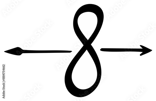 Infinity symbol with arrows indicating bidirectional movement and endless cycle