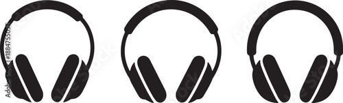 Headphones Silhouette Vector EPS Icon Set – Music, Audio Device, Black Clipart Isolated
