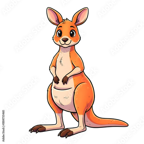 Cute Cartoon Kangaroo Illustration - Friendly Australian Joey Character Vector