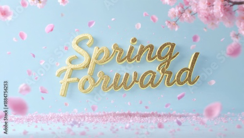 Wallpaper Mural Spring Forward Text with Falling Petals Torontodigital.ca