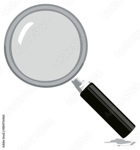 Magnifying glass vector illustration with details of silver rim and black handle