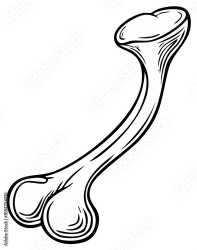 Cartoon illustration of a pliable dog chew toy with a bone shape and playful bounce