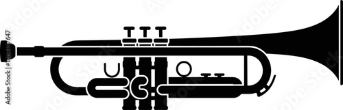 Black Silhouette of a Trumpet on White Background