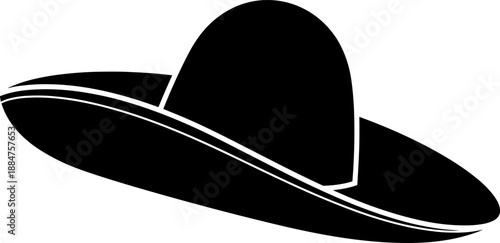 Black Silhouette of a Sombrero Hat