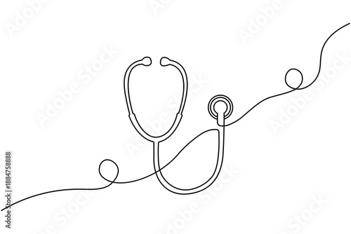 Stethoscope continuous one line drawing with decorative loops