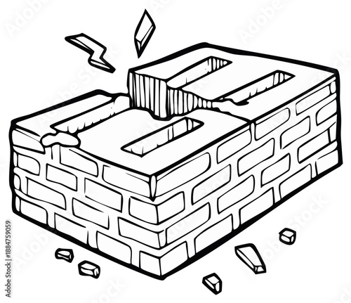 Damaged Brick Construction Symbolizing Structural Failure or Repair Needs