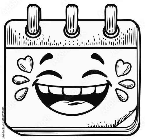 Humorous Calendar Face with Tears of Joy Illustration