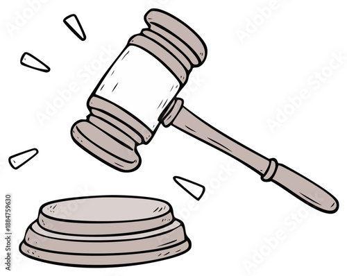 Judge Gavel Mallet Impacting Sound Block Representing Law and Order
